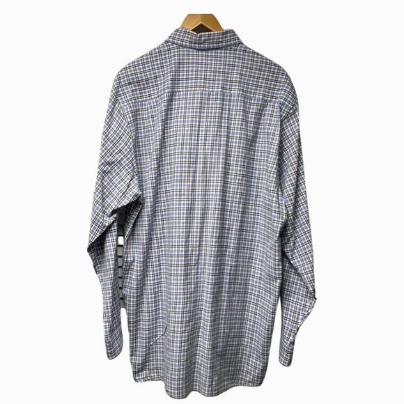 Carhartt Button Front Blue Brown Plaid 100% Cotton Long Sleeve Shirt Size Large - Picture 3 of 5